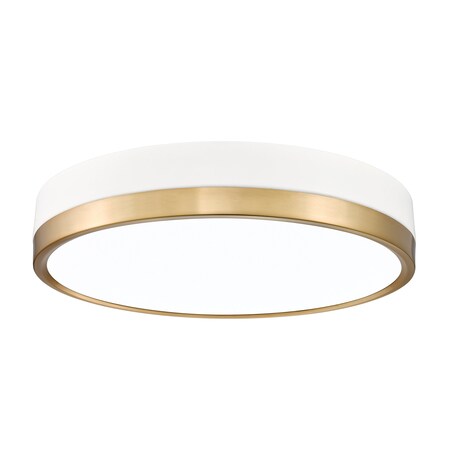 Z-Lite Algar Flush Mount, 1-Light, 16 In.W x 3 In.H, Matte White + Modern Gold/Frosted 1006F16-MW-MGLD-LED